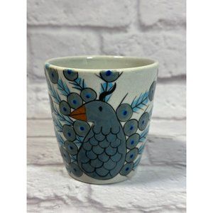 Peacock Hand Painted Fair Trade Stoneware Signed Guatemalan Mug